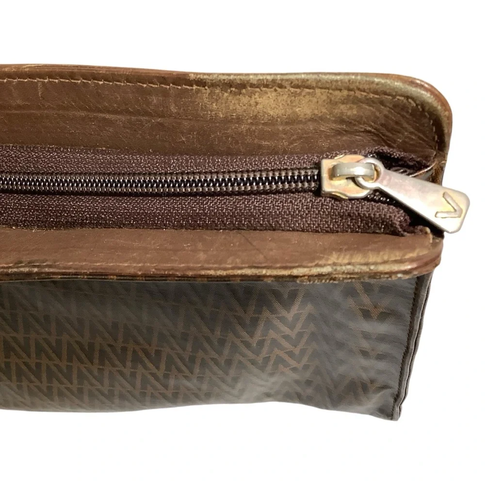 Mario Valentino Vintage Brown V-Pattern Clutch